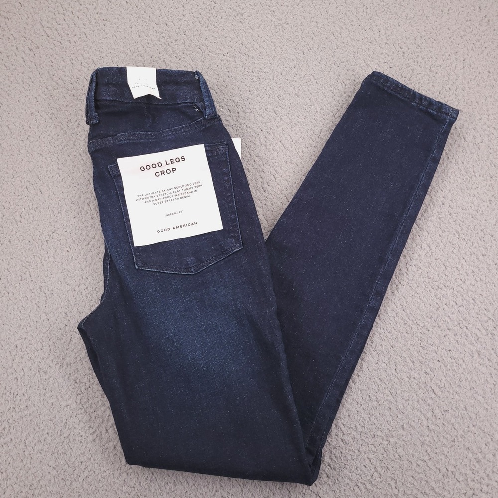 GOOD AMERICAN Jeans WSize 0/25 Good Legs Crop Skinny Stretch Denim NEW
